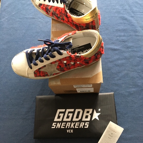 Golden Goose Superstar Red Blue Green Plaid 36 NIB - Picture 4 of 8